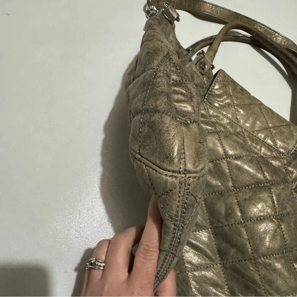 Michael Kors Large Fulton Quilted Leather‎ Tote Bag Purse Nickel Gun Metal